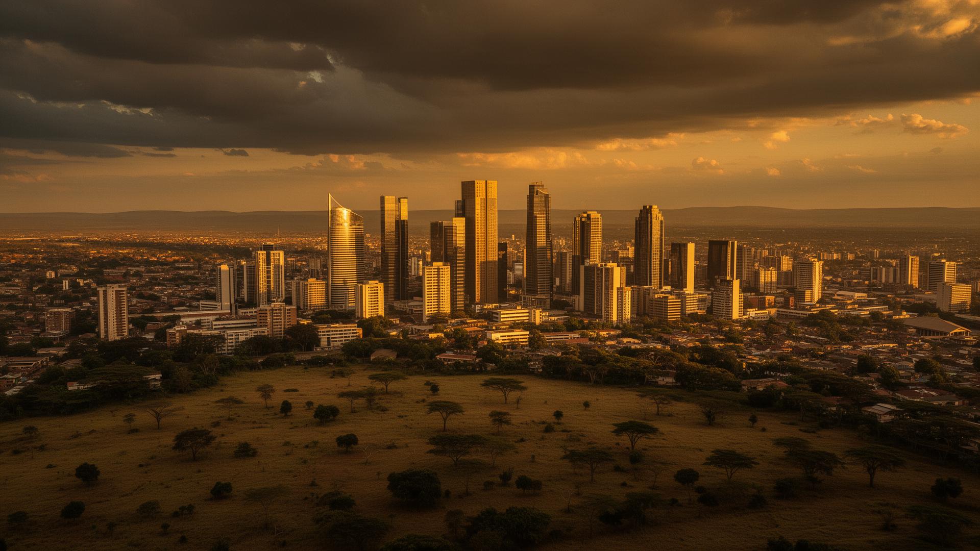 Nairobi skyline at golden hour